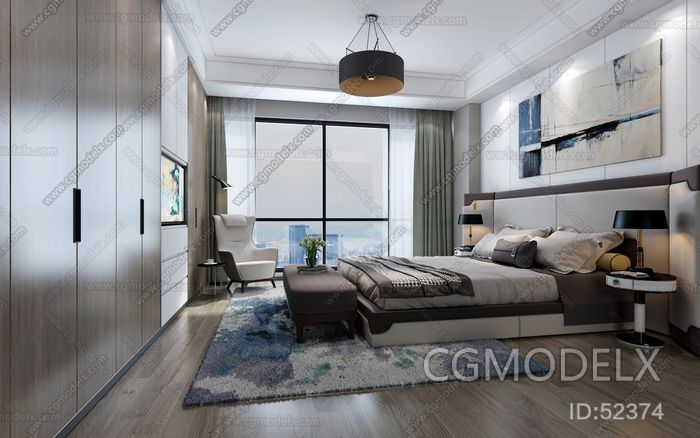 Modern Bedroom 3D model [ID:52374]