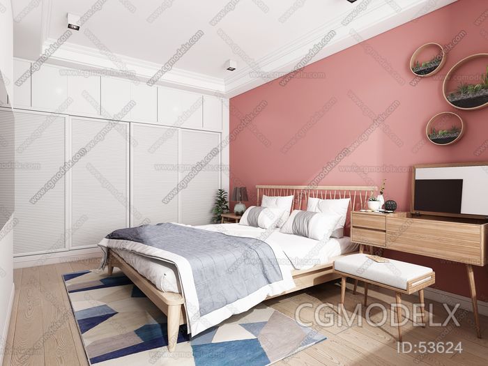 Nordic Bedroom 3D model [ID:53624]