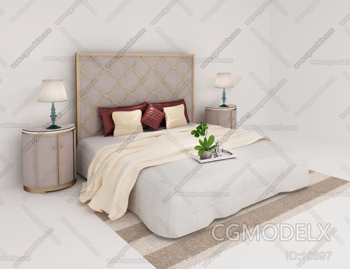 Post-modern Double Bed 3D model [ID:10397]