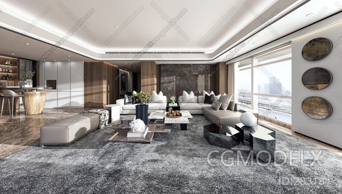 Huang Zhida Modern Living Room 3D model [ID:28318]