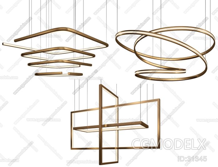 Modern Metal Chandelier Combination 3D model [ID:31345]