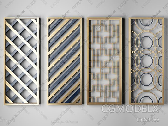 Modern Metal Lattice Screen Combination 3D model [ID:32488]