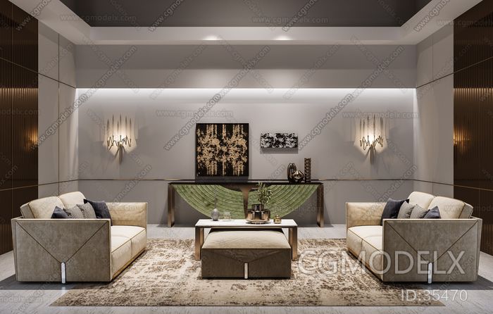 Italian Visionair Light Luxury Living Room 3D model [ID:35470]