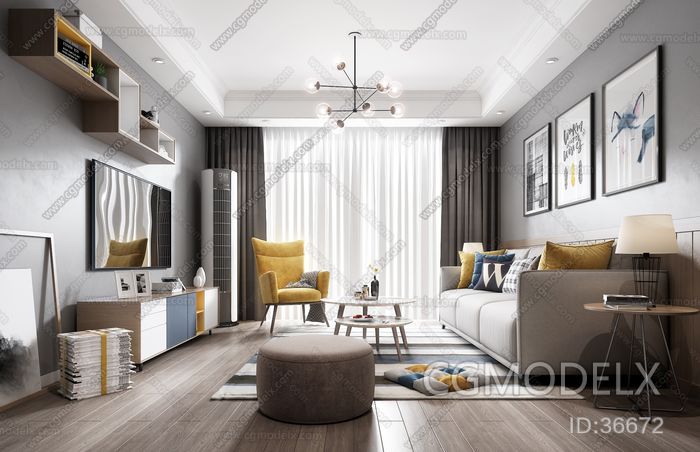 Nordic Living Room 3D model [ID:36672]