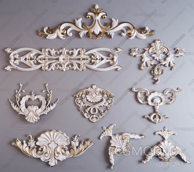 Combination Of European Gold Drawing And Carving Corner 3D model [ID:38293]