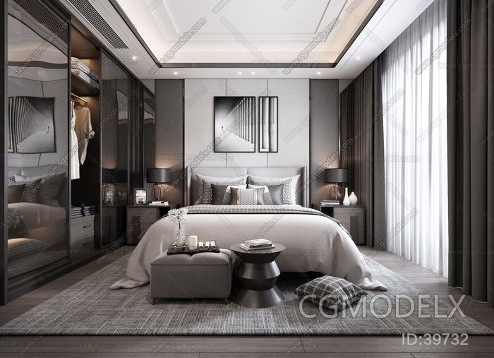 Modern Bedroom 3D model [ID:39732]