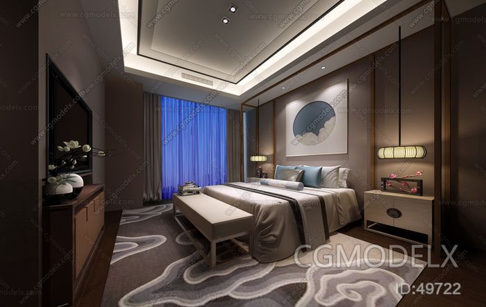 New Chinese Bedroom 3D model [ID:49722]