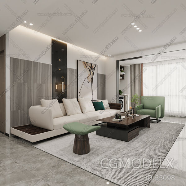 Modern Living Room 3D Model [ID:55098]