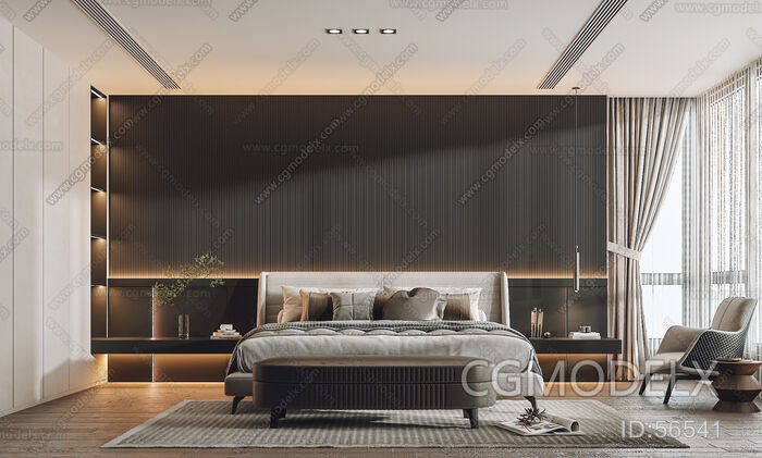 Italian Minotti Modern Bedroom 3D Model [ID:56541]