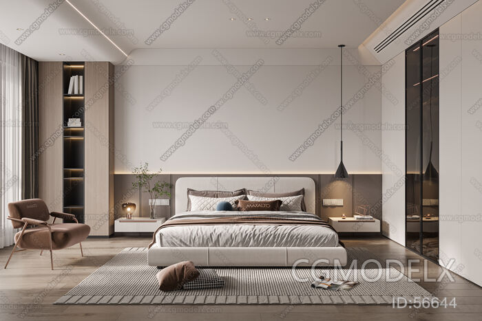 Modern Bedroom 3D Model [ID:56644]