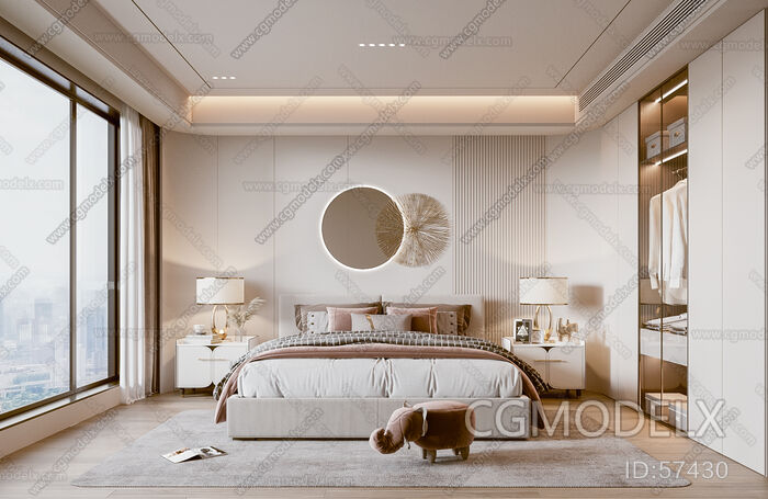 Modern Bedroom 3D Model [ID:57430]