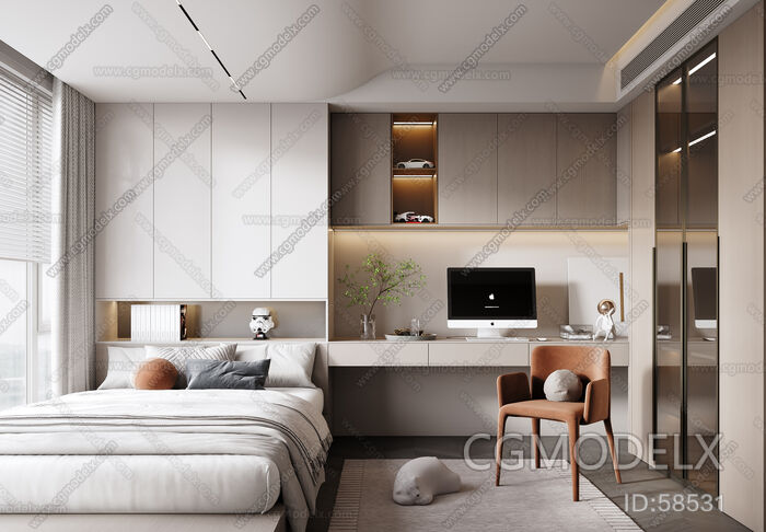 Modern Tatami Bedroom 3D Model [ID:58531]