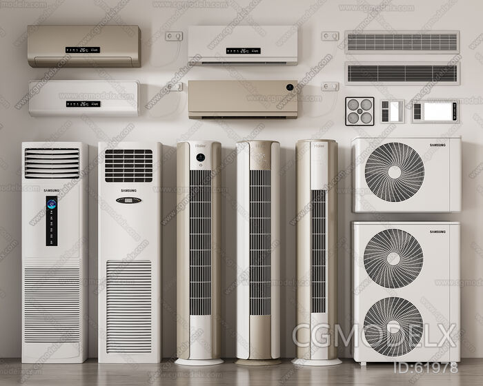 Modern Air Conditioning Combination 3D Model - Household appliances ...