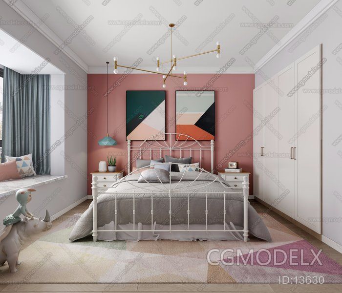 Scandinavian Bedroom 3D model [ID:13630]