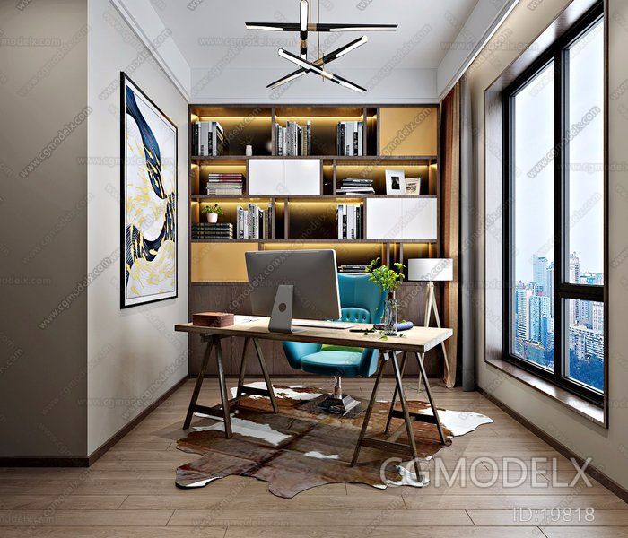Contemporary Study Room 3D model - Study Room | CGmodelX