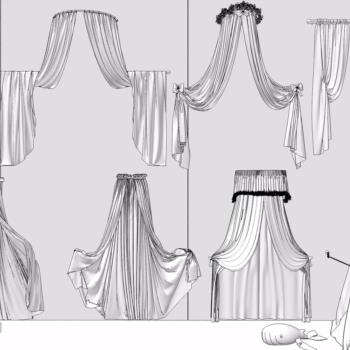 Collection Of Modern Drapery 3D model [ID:50471]