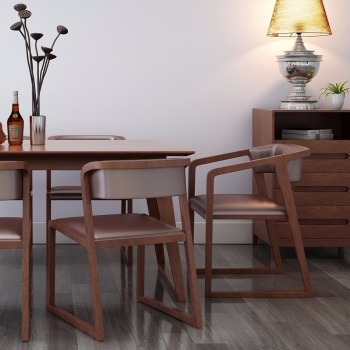 Nordic Solid Wood Table And Chair Combination 3D model - Eat Desk and ...
