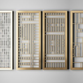 Modern Metal Lattice Screen Partition Combination 3D model [ID:32658]