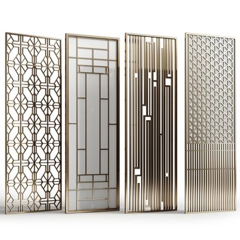 Chinese Style Lattice Door Opening 3D model [ID:38449]