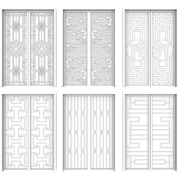 Classic Chinese Styleglass Shift Doors Combination 3d Model [id:15329]