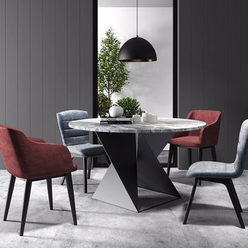 Contemporary Dining Table And Chairs Suit Combination 3D model [ID:18246]